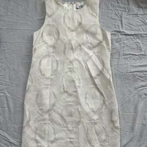 Badgley Mischka Ivory Textured Mini Dress